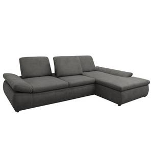 Boxspring Ecksofa Hills Flachgewebe Flachgewebe - Taupe - Longchair davorstehend rechts