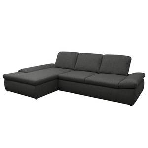 Boxspring Ecksofa Hills Webstoff Webstoff - Anthrazit - Longchair davorstehend links