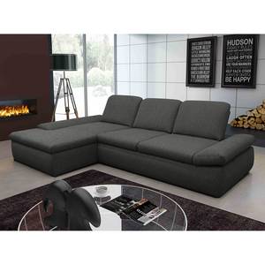 Boxspring Ecksofa Hills Webstoff Webstoff - Anthrazit - Longchair davorstehend links