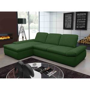 Boxspring Ecksofa Hills Webstoff Antikgrün - Longchair davorstehend links