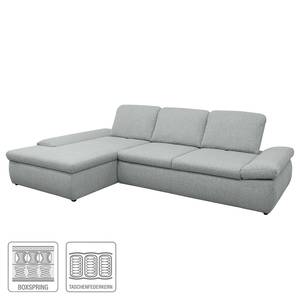 Boxspring Ecksofa Hills Webstoff Webstoff - Granit - Longchair davorstehend links