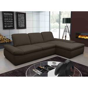 Boxspring Ecksofa Hills Webstoff Webstoff - Braun - Longchair davorstehend rechts