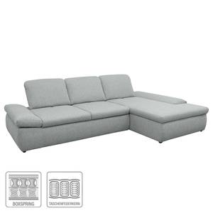 Boxspring Ecksofa Hills Webstoff Granit - Longchair davorstehend rechts