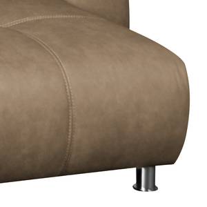 Canapé d'angle capitonné Kofa Imitation cuir Sahara - Méridienne courte à droite (vue de face)