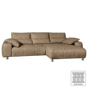 Boxspring-Ecksofa Kofa Kunstleder Sahara - Longchair davorstehend rechts