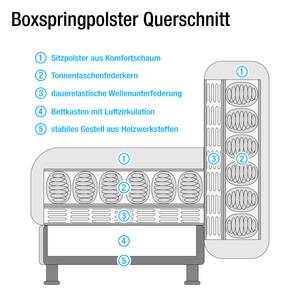 Boxspring-Ecksofa Mömbris (mit Schlaffunktion) Webstoff - Grau / Braun - Longchair davorstehend links