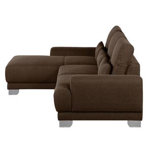 Boxspring-Ecksofa Paladine Webstoff Dunkelbraun - Longchair davorstehend links