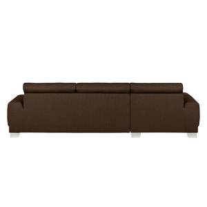 Canapé d'angle boxspring Paladine Tissu - Marron foncé - Méridienne courte à gauche (vue de face)