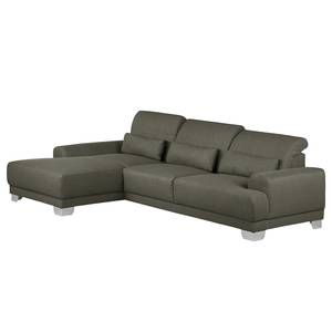 Boxspring-Ecksofa Paladine Webstoff Schlamm - Longchair davorstehend links