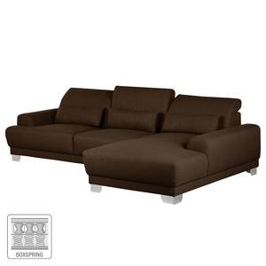 Boxspring-Ecksofa Paladine Webstoff Dunkelbraun - Longchair davorstehend rechts