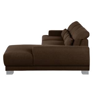 Boxspring-Ecksofa Paladine Webstoff Dunkelbraun - Longchair davorstehend rechts