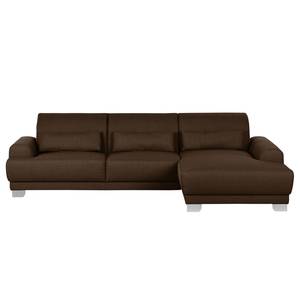 Boxspring-Ecksofa Paladine Webstoff Dunkelbraun - Longchair davorstehend rechts