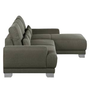 Boxspring-Ecksofa Paladine Webstoff Schlamm - Longchair davorstehend rechts