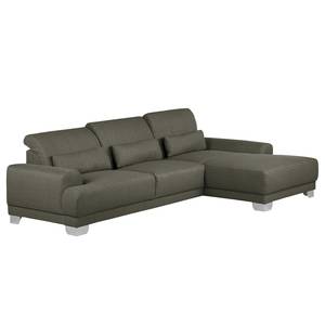 Boxspring-Ecksofa Paladine Webstoff Schlamm - Longchair davorstehend rechts