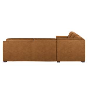 Boxspring-Ecksofa Robö Antiklederlook - Microfaser Bice: Nougat