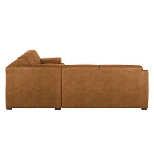 Boxspring-Ecksofa Robö Antiklederlook - Microfaser Bice: Nougat