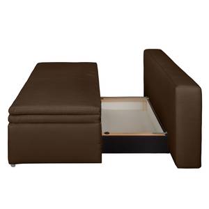 Canapé convertible boxspring Goodlow Tissu structuré - Tissu Polia: Marron - Avec fonction couchage