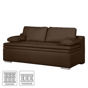 Canapé convertible boxspring Goodlow Tissu structuré - Tissu Polia: Marron - Avec fonction couchage