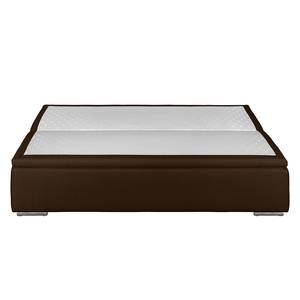 Canapé convertible boxspring Goodlow Tissu structuré - Tissu Polia: Marron - Avec fonction couchage