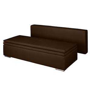 Canapé convertible boxspring Goodlow Tissu structuré - Tissu Polia: Marron - Avec fonction couchage