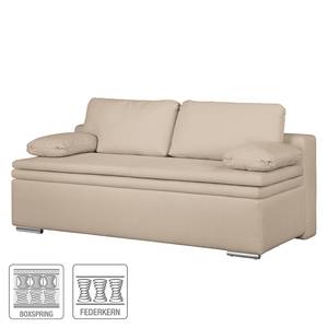 Boxspring-Schlafsofa Goodlow Webstoff Polia: Cappuccino - Mit Schlaffunktion