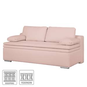 Canapé convertible boxspring Goodlow Tissu structuré - Tissu Polia: Mauve - Avec fonction couchage