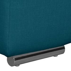 Canapé convertible boxspring Goodlow Tissu structuré - Tissu Polia: Bleu jean - Avec fonction couchage