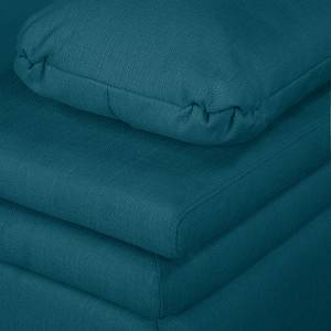 Boxspring-Schlafsofa Goodlow Webstoff Polia: Jeansblau - Mit Schlaffunktion