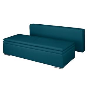 Divano letto boxspring Goodlow Velluto - Tessuto Polia: blu jeans - Funzione letto