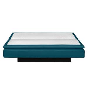 Boxspring-Schlafsofa Goodlow Webstoff Polia: Jeansblau - Mit Schlaffunktion