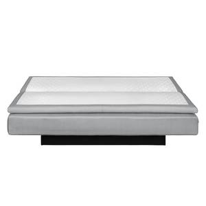 Divano letto boxspring Goodlow Velluto - Tessuto Polia: platino - Funzione letto