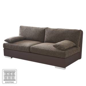 Divano panoramico Antego (divano letto) Tessuto strutturato marrone Penisola preimpostata a destra - Marrone