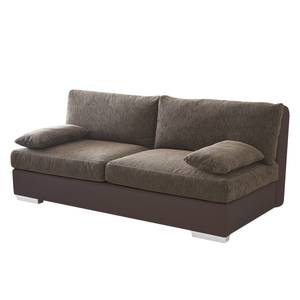 Canapé convertible Luvia Imitation cuir / Tissu structuré - Marron