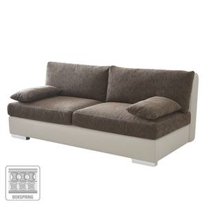 Boxspring Schlafsofa Luvia Kunstleder/Strukturstoff - Weiß / Braun