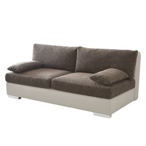 Divano panoramico Antego (divano letto) Tessuto strutturato marrone Penisola preimpostata a destra - Bianco / Marrone