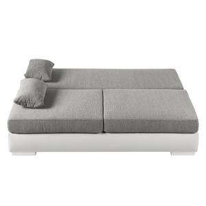 Boxspring Schlafsofa Luvia Kunstleder/Strukturstoff - Weiß / Hellgrau