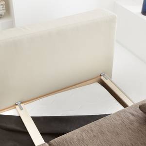 Divano panoramico Antego (divano letto) Tessuto strutturato marrone Penisola preimpostata a destra - Bianco / Marrone