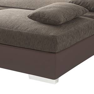 Boxspring Schlafsofa Luvia Kunstleder/Strukturstoff - Braun