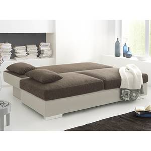 Boxspring Schlafsofa Luvia Kunstleder/Strukturstoff - Weiß / Braun