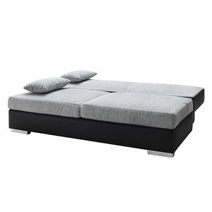 Canapé convertible Luvia Imitation cuir / Tissu structuré - Noir / Gris clair