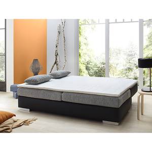 Boxspring Schlafsofa Luvia Kunstleder/Strukturstoff - Schwarz / Hellgrau