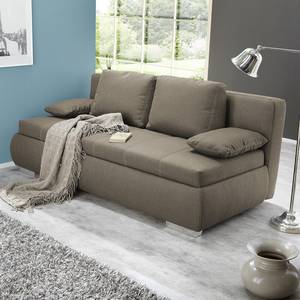 Boxspring-Schlafsofa Madang Webstoff Hellbraun