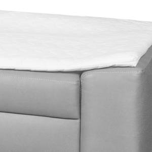 Boxspring-slaapbank Mandeville antieke leerlook - Platina