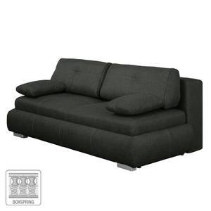 Boxspring-Schlafsofa Manton Webstoff Schwarz