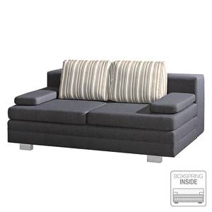 Boxspring Schlafsofa Maren Webstoff Anthrazit/Beige