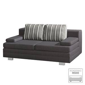 Boxspring Schlafsofa Maren Webstoff Grau / Beige