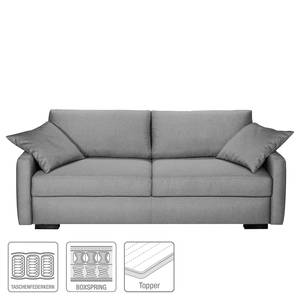 Boxspring-Schlafsofa Runcorn Webstoff - Platin