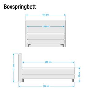 Boxspringbett Almade Webstoff - Grau - 140 x 200cm