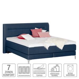 Boxspringbett Almade Webstoff - Dunkelblau - 180 x 200cm