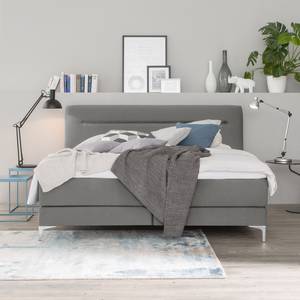 Boxspring Almade geweven stof - Grijs - 140 x 200cm